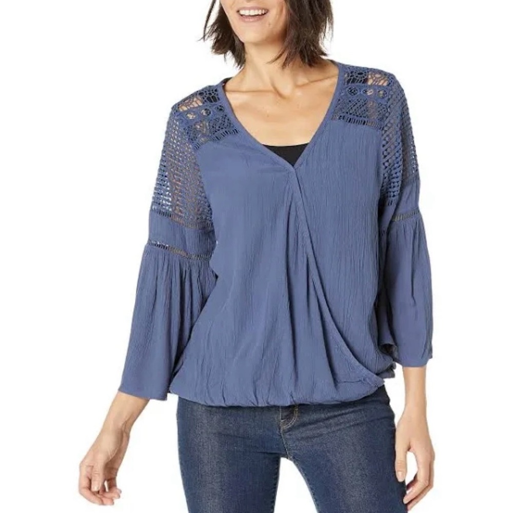 Ariat Ladies Brunchin Tunic Women's Blue V-Neck Blouse Size L